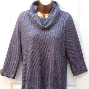 Chico’s Easywear Low Cowl Neck Lavender Purple Metallic Sweater Dressy Size 1/M